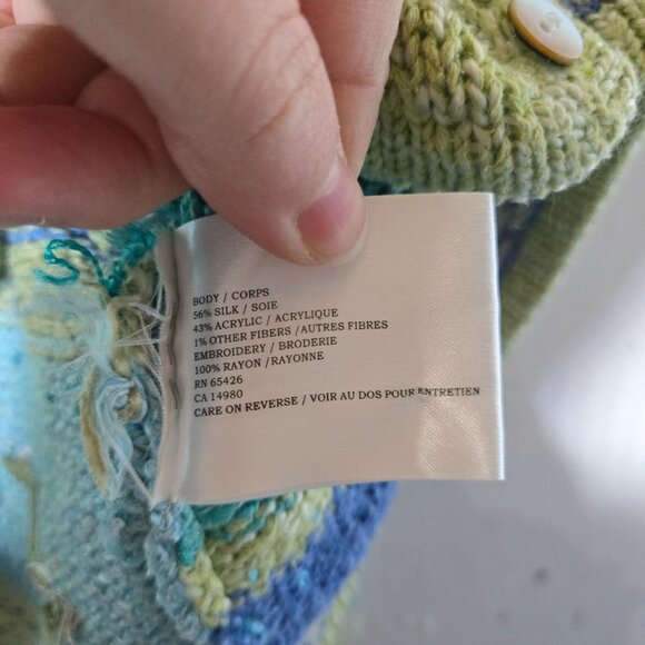 David Brooks Silk Cardigan Sweater Size Medium Cottage Coquette Vintage Art Knit - Picture 9 of 12